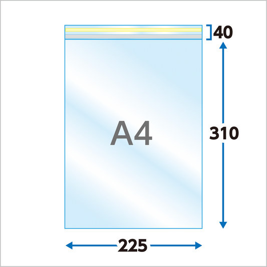 A4タイプ(30μ)225×310+40 フタ糊付(スリム加工) - 100枚パック