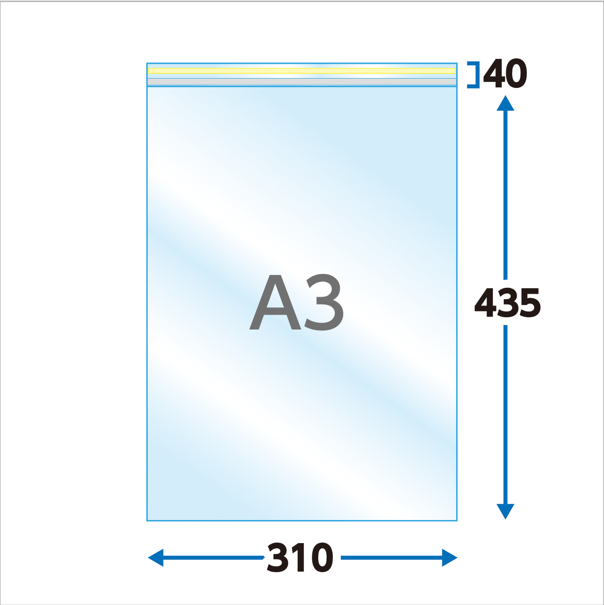 A3タイプ(30μ)310×435＋40フタ糊付(スリム加工) - 100枚パック