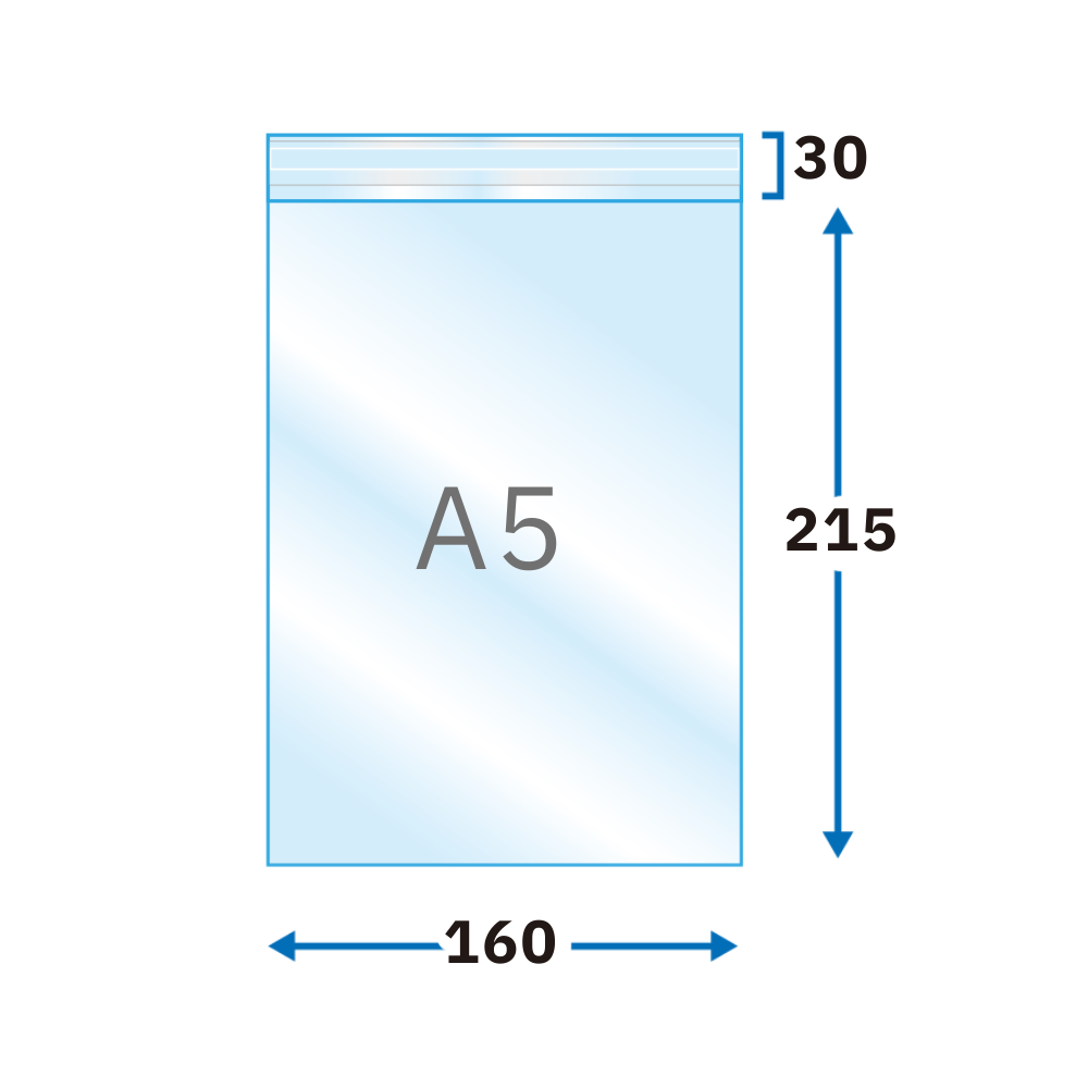 A5タイプ　OPP30μm　160×225+30 フタ糊付-まとめ売り