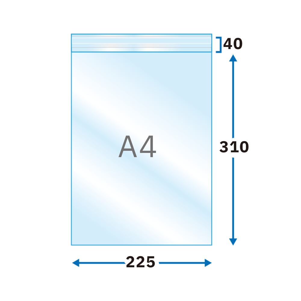 A4タイプ　OPP30μm　225×310+40 フタ糊付-まとめ売り